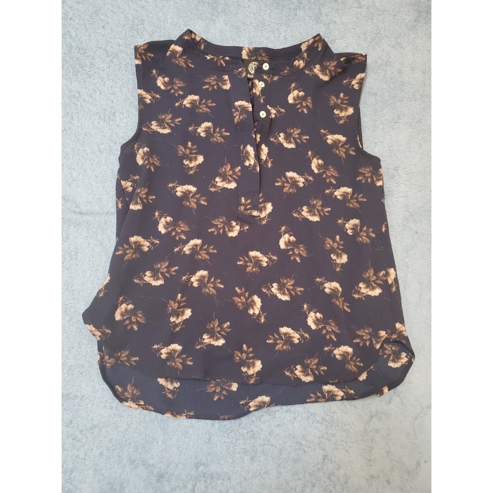 👑 Navy Blue Floral Print Bobeau Top Sleeveless